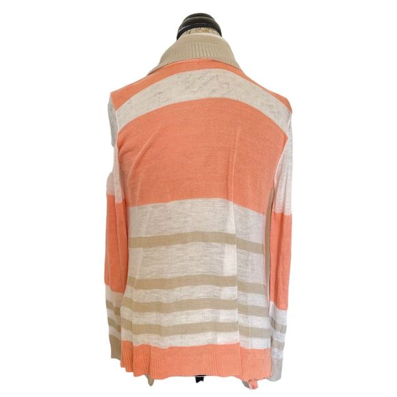 Say What? Womens Cardigan Open Striped Sweater Knit Ribbed Minimalist Waterfall - Picture 3 of 12